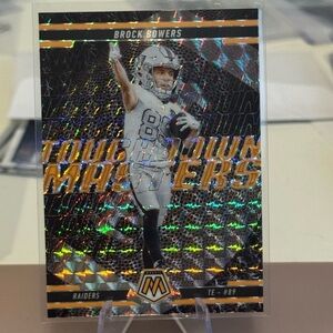 🔥 2025 Brock Bowers Panini Mosaic Orange Fluorescent Touchdown Masters Prizm